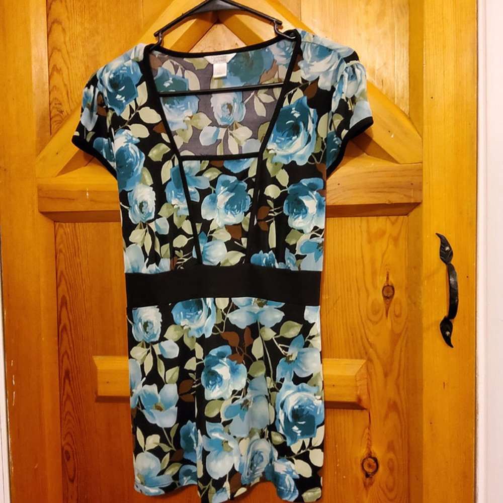 Christopher & Banks Short Sleeve Floral Tunic